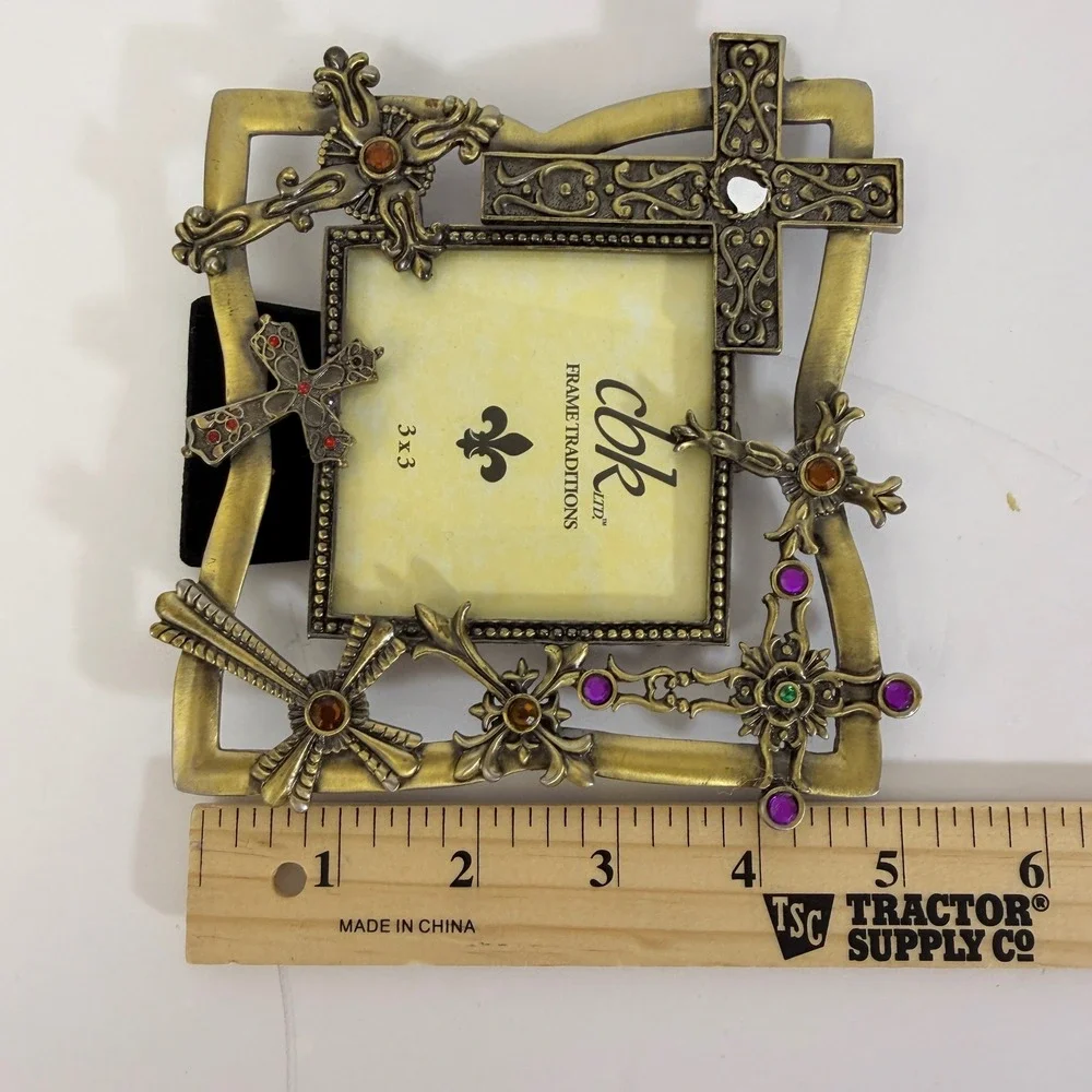 CBK Ltd Frame Traditions Jeweled Cross 3x3 Picture Frame Christian Religious